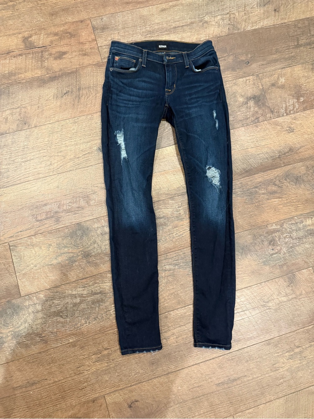 Hudson Jeans Dark Indigo Distressed Skinny Jeans